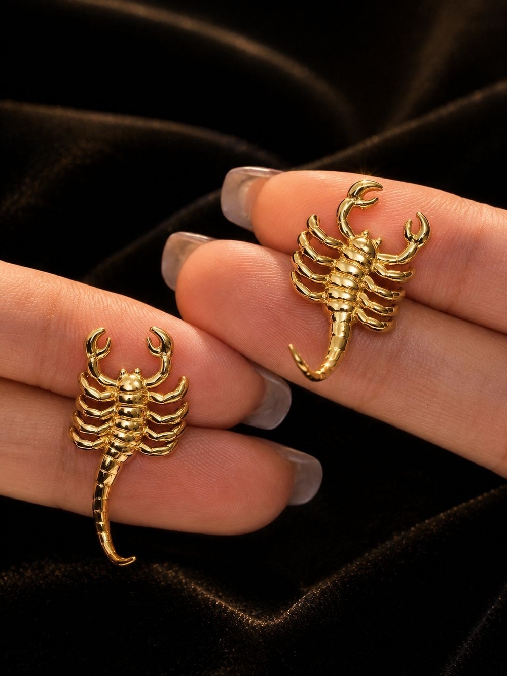 Gold Scorpion Stud Earrings